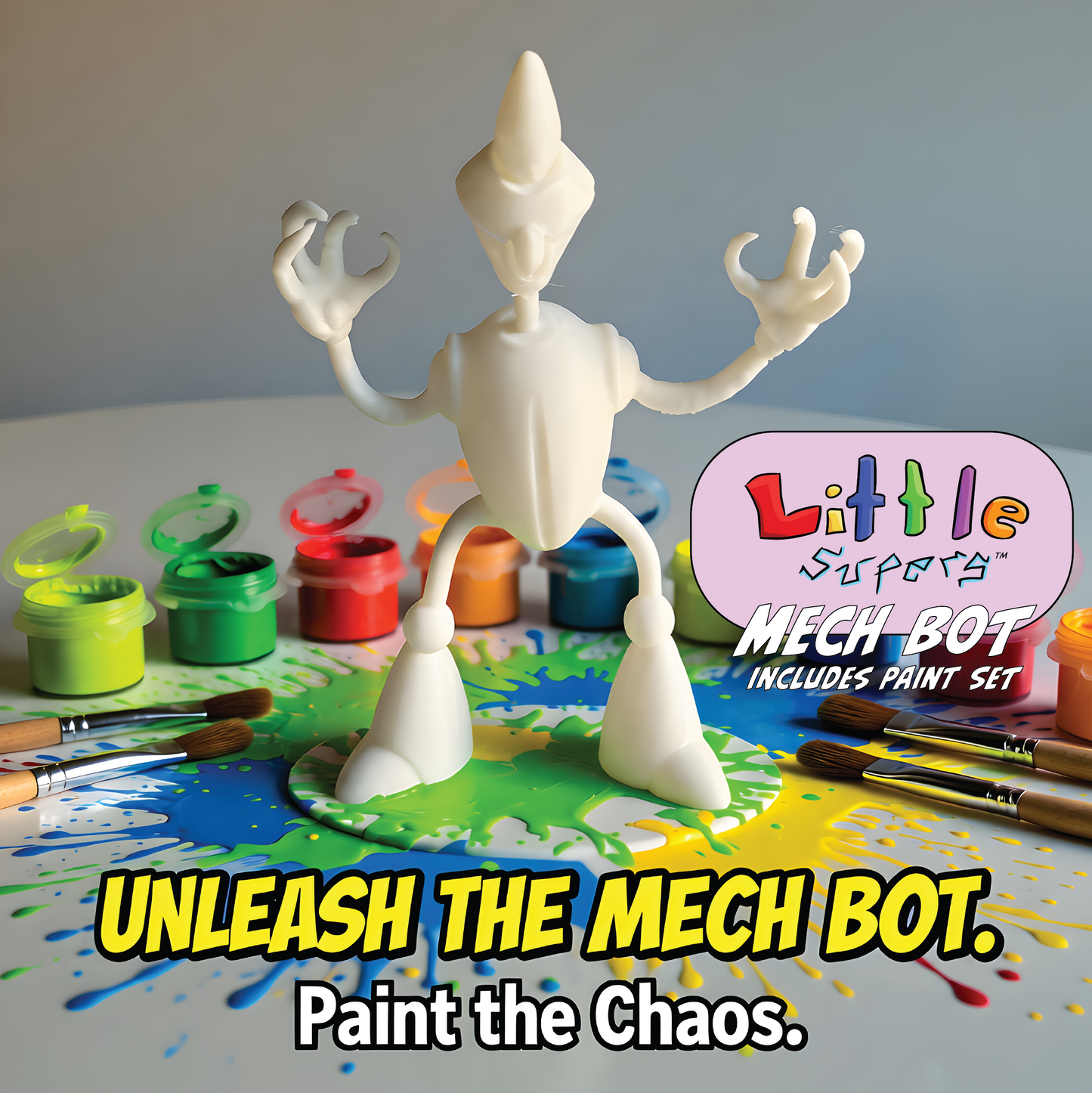 Little Supers - Mech Bot - 3D Paintable Model